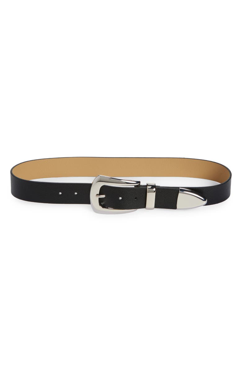 Steve Madden Puffy Buckle Faux Leather Belt, Main, color, Black/Silver