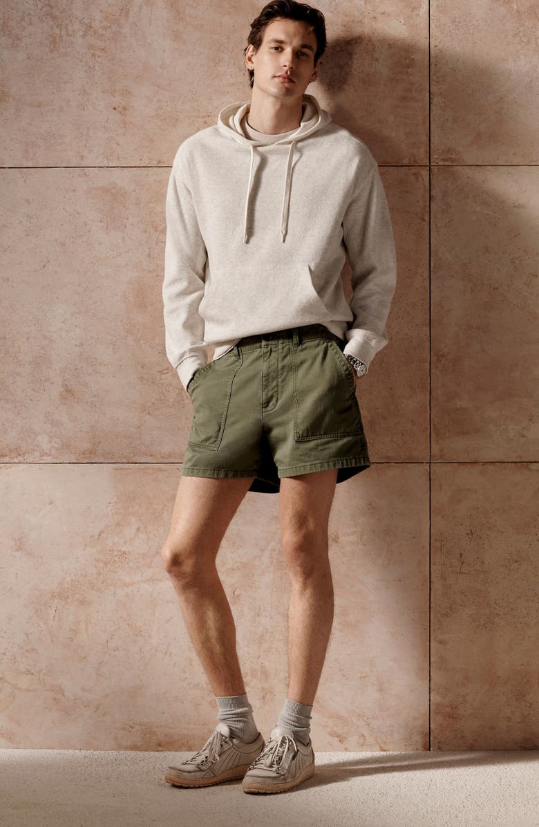 Madewell Fatigue Garment Dyed Cotton Twill Shorts, Alternate, color, Palm Tree