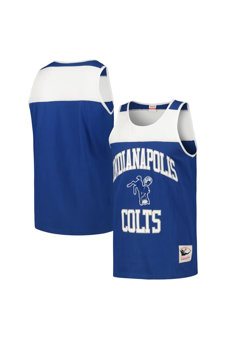 Men's Mitchell & Ness Royal/White Indianapolis Colts  Heritage Colorblock Tank Top, Alternate, color, Royal