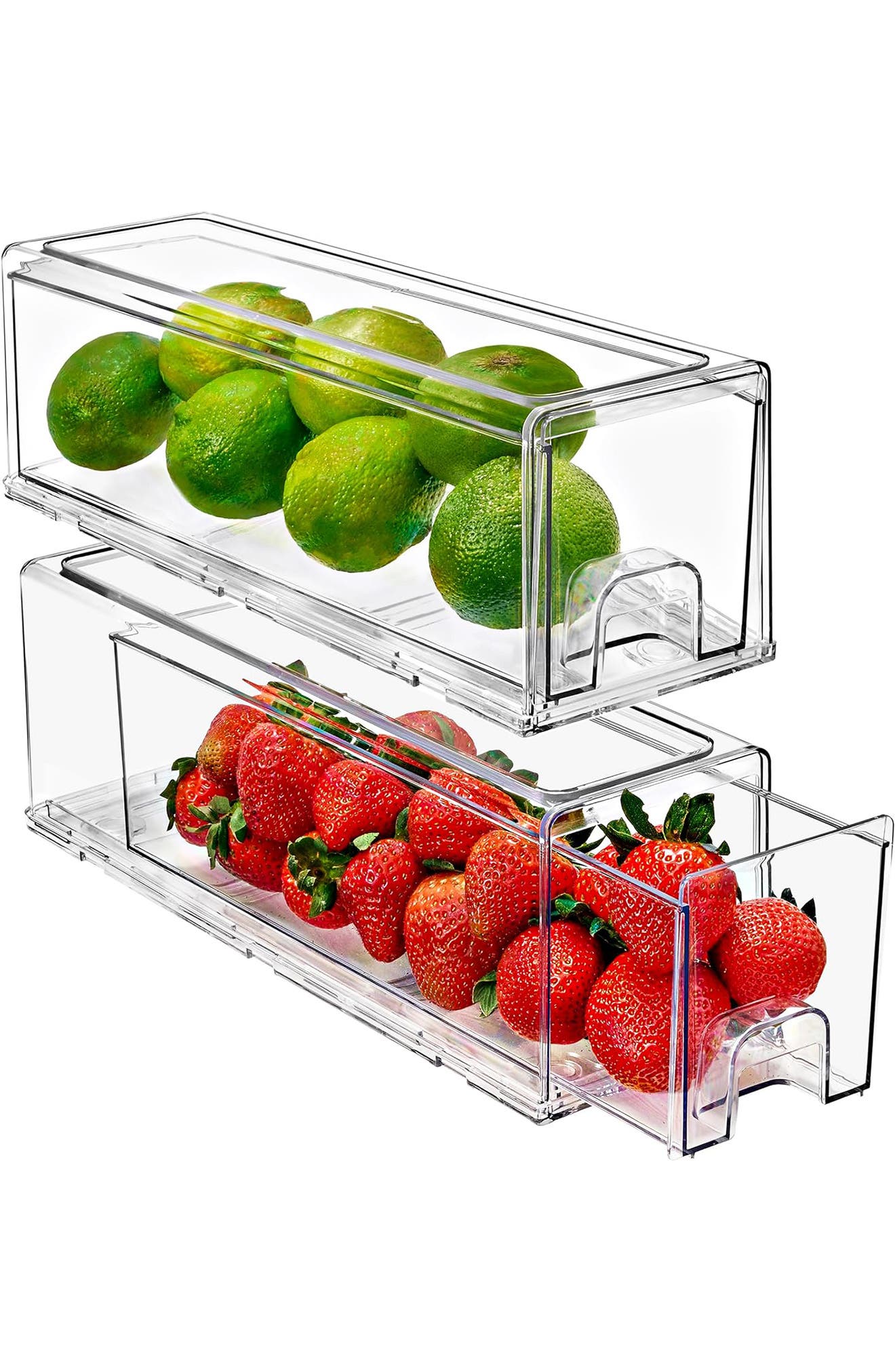 Set of 2 Stackable Fridge Storage Drawers