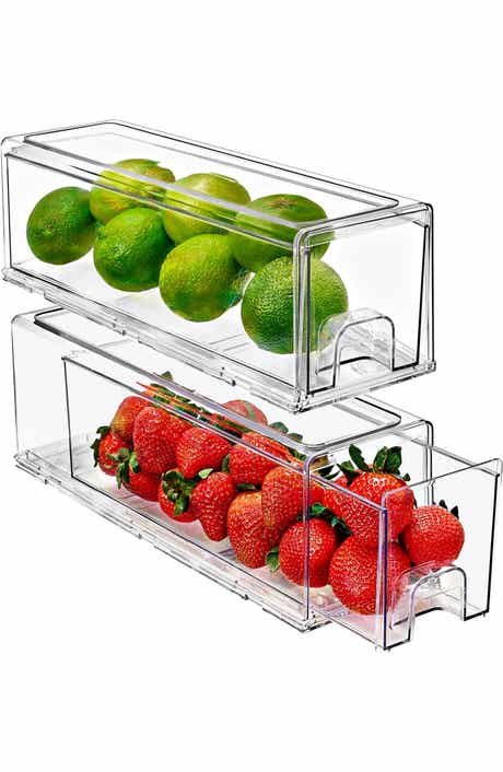 Set of 2 Stackable Fridge Storage Drawers