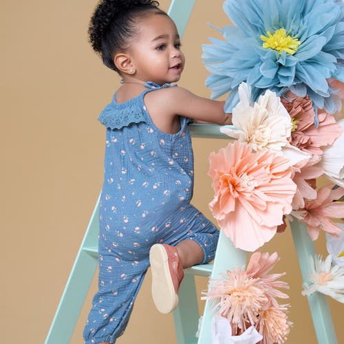Shop Modern Moments™ By Gerber Sleeveless Ruffle Romper In Dk Teal Aster Flower
