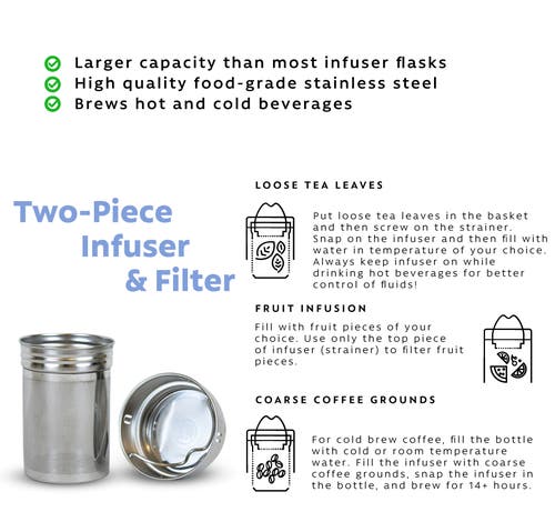 London Sip Infuser Bottle 25oz In Silver