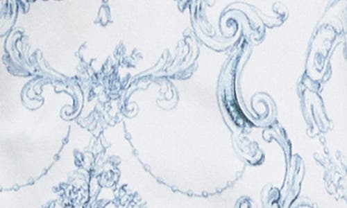 L Agence Emmy Sleeveless Silk Blouse In Vintage White Blue Scroll Canvas