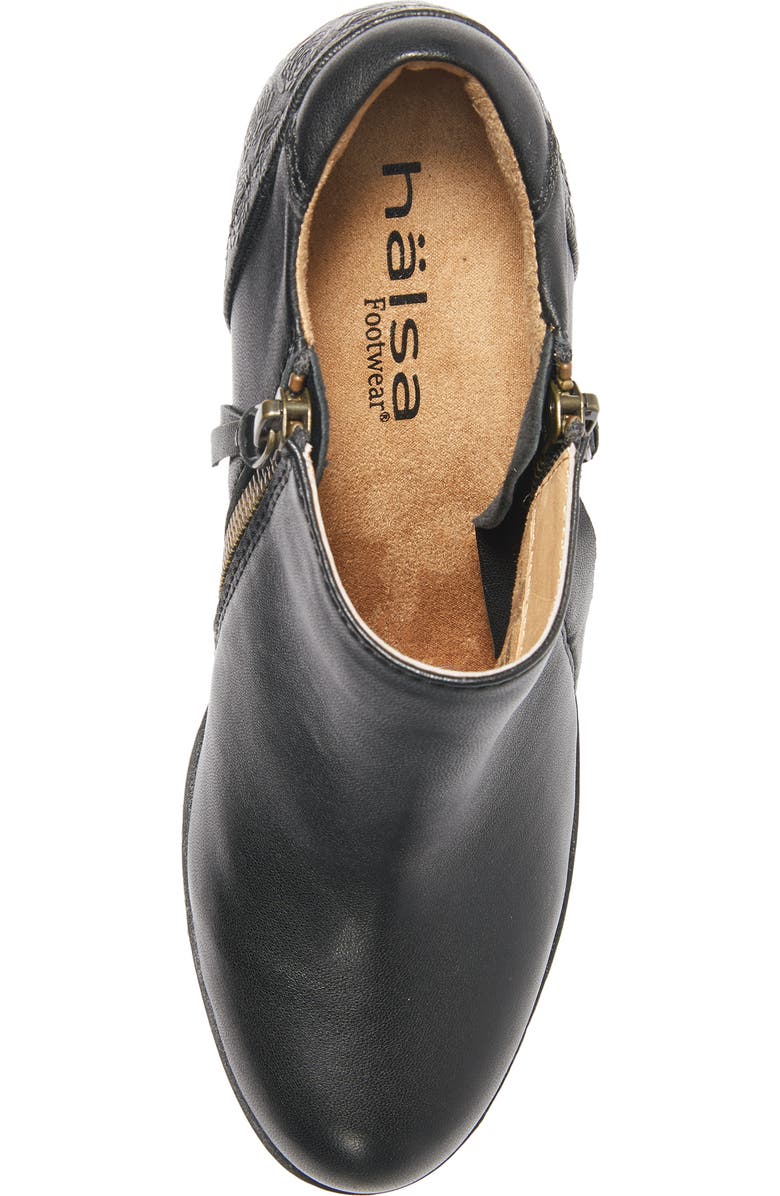 Hälsa Footwear Rylee Floral Embossed Leather Bootie, Alternate, color, Black