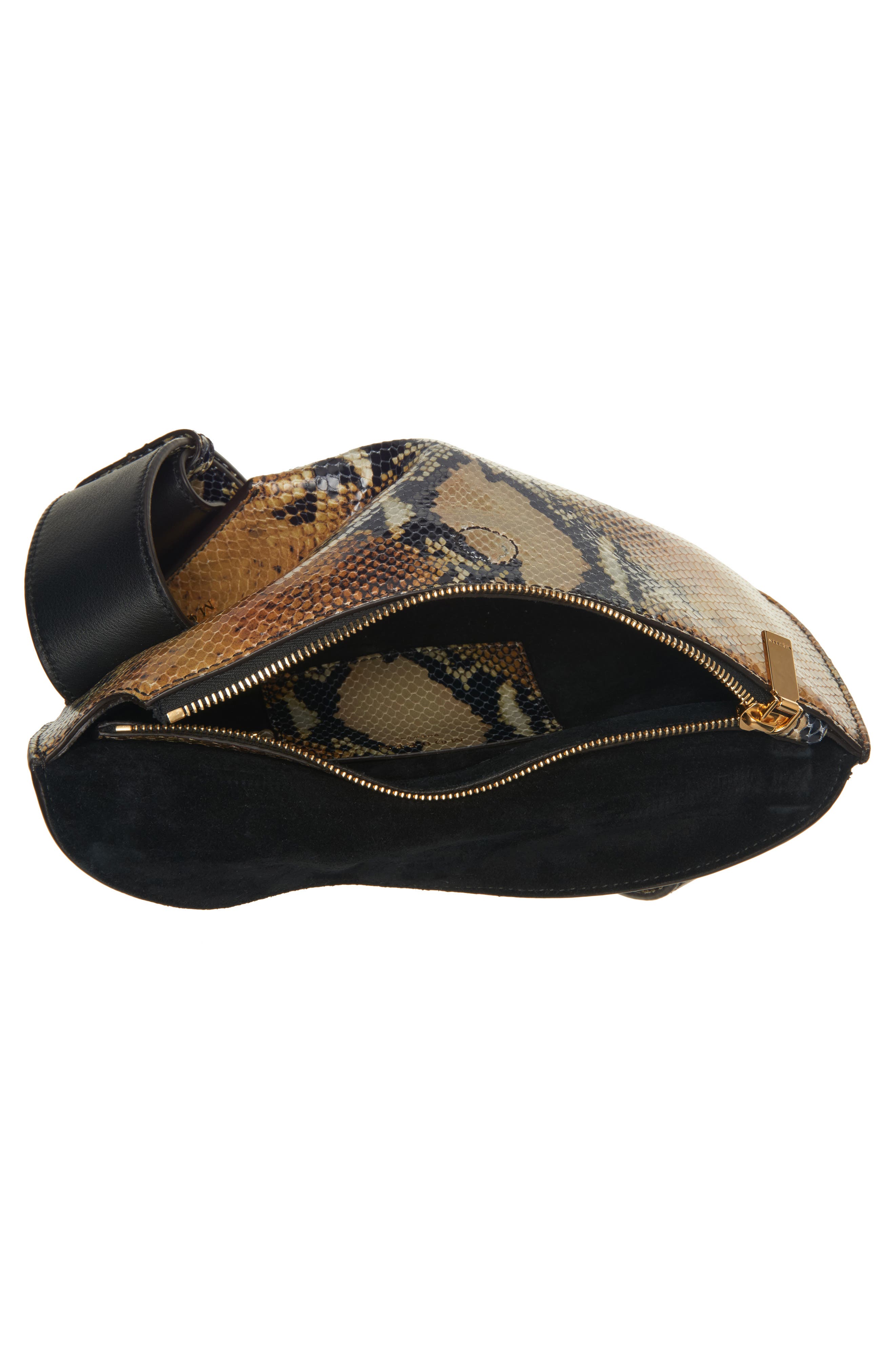 McQueen T-Bar Sling Python Embossed Leather Crossbody Bag, Alternate, color, 