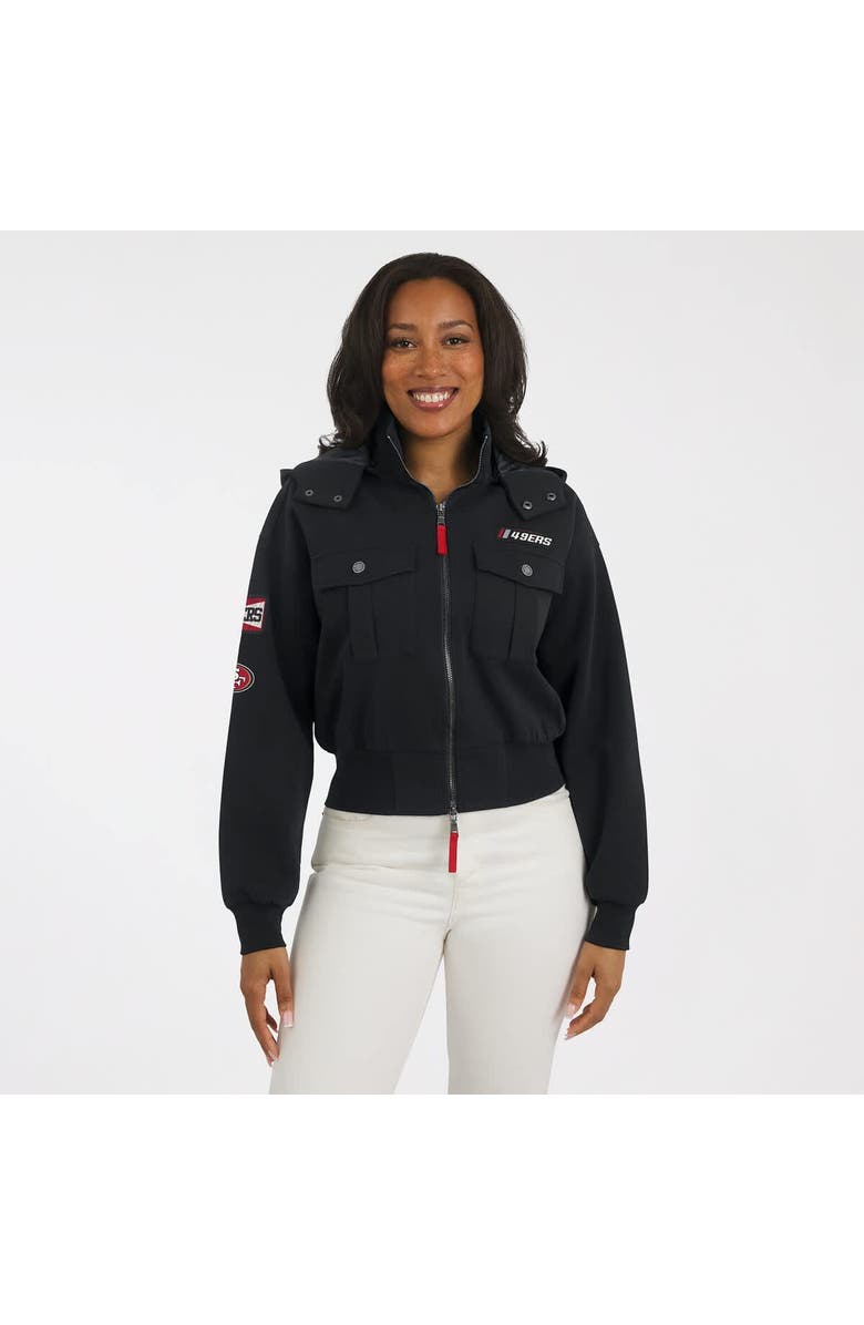WEAR by Erin Andrews Women's WEAR by Erin Andrews  Black San Francisco 49ers Patch Pocket Bomber Jacket, Alternate, color, Black