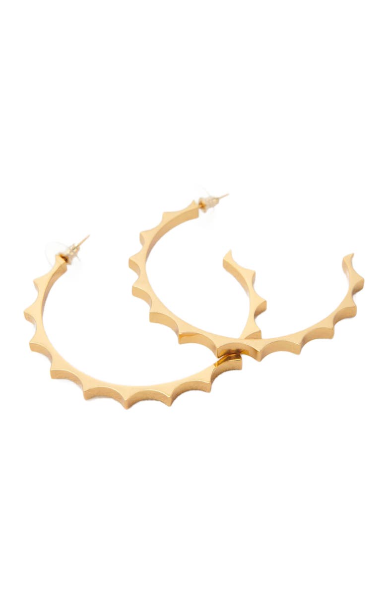 maje Gold tapered metal hoop earrings, Alternate, color, Gold