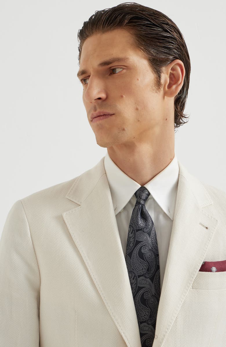 Brunello Cucinelli Paisley silk tie, Alternate, color, Dark Grey