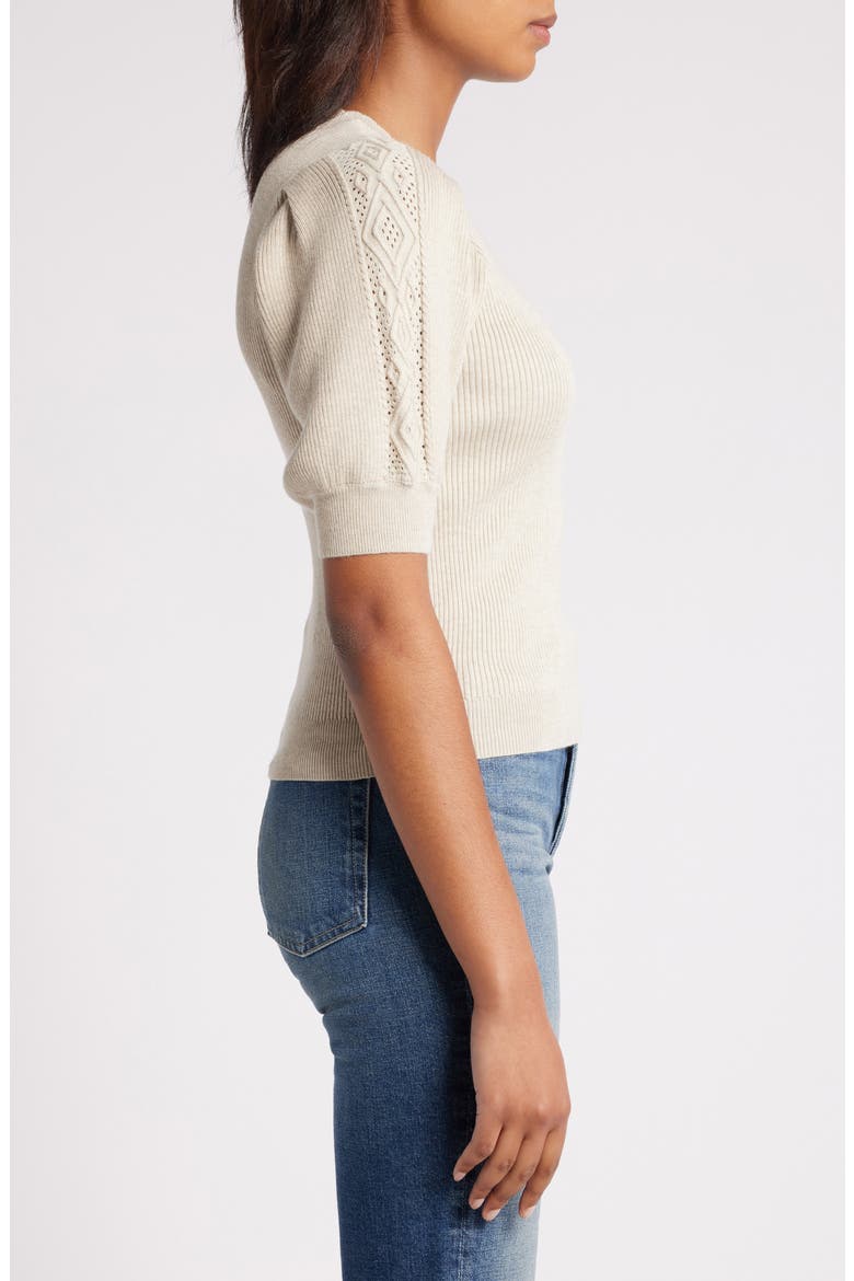 Short Sleeve Rib Sweater, Alternate, color, STONE