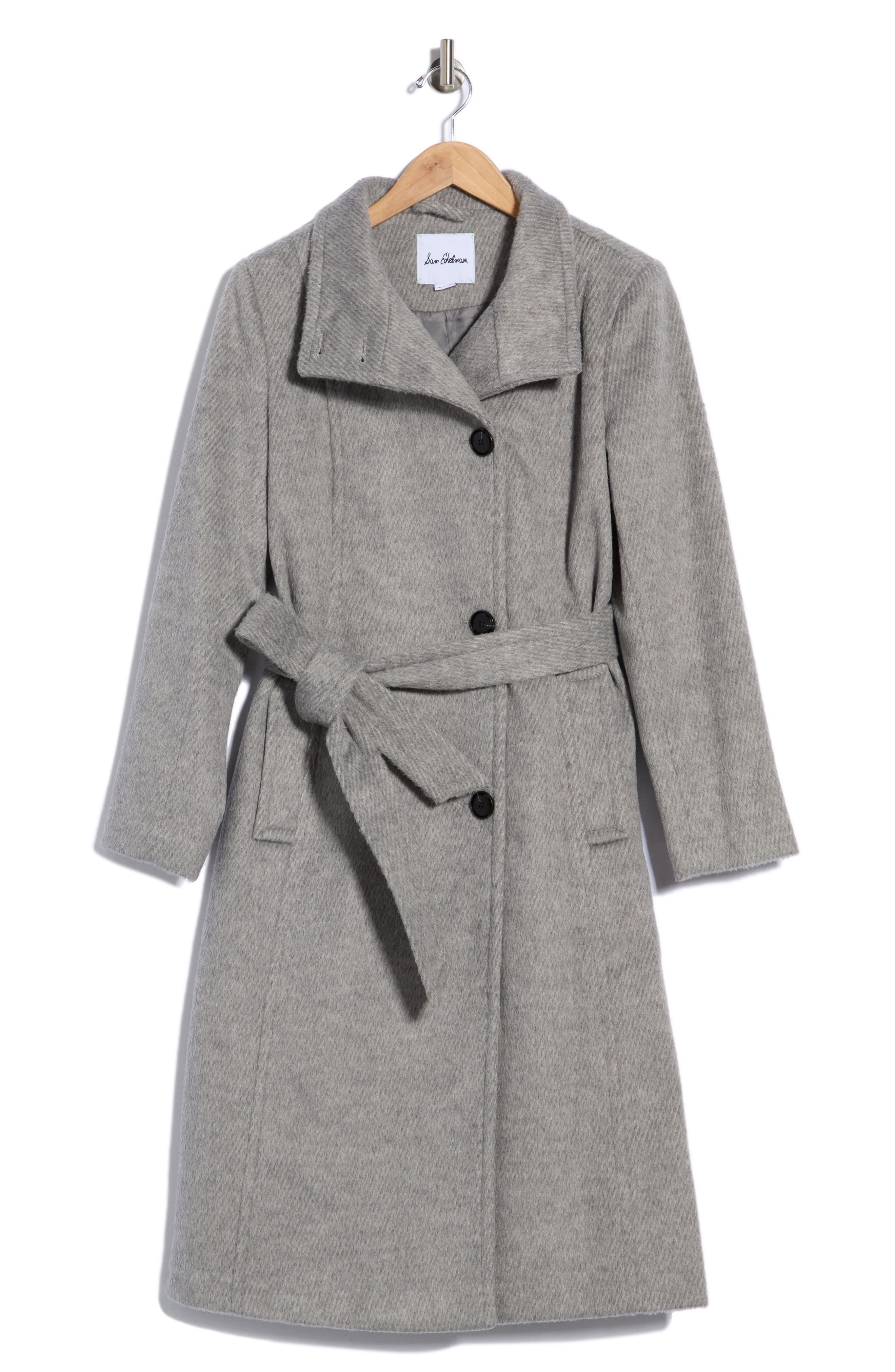 Asymmetrical Stand Collar Wool Blend Coat