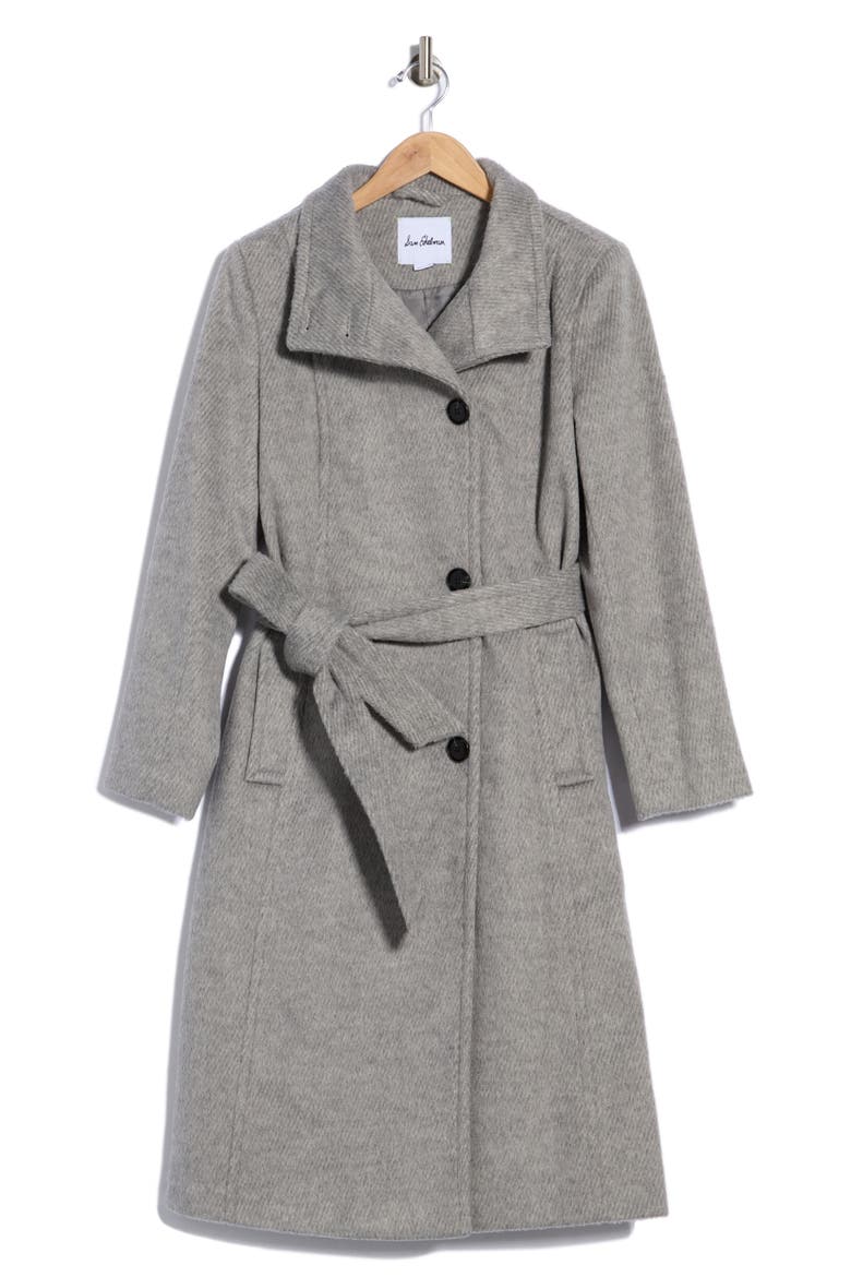 Asymmetrical Stand Collar Wool Blend Coat, Alternate, color, HEATHER GREY