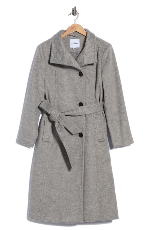 Asymmetrical Stand Collar Wool Blend Coat