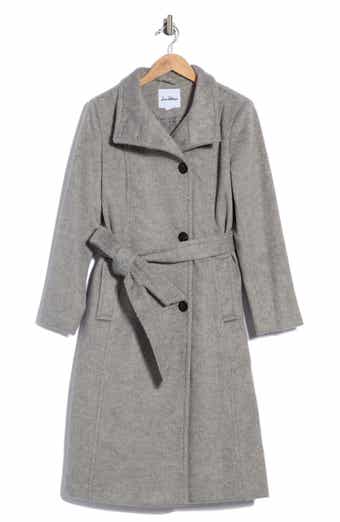 Asymmetrical Stand Collar Wool Blend Coat