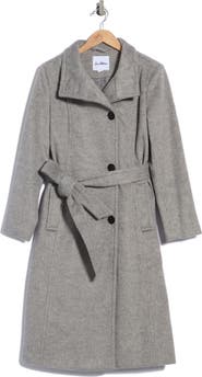Sam Edelman Asymmetrical Stand Collar Wool Blend Coat