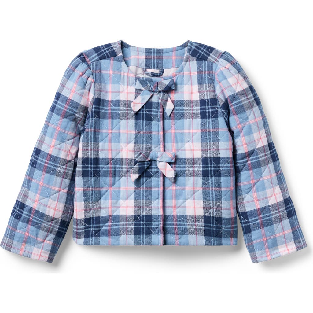 Janie And Jack The Plaid Bow Jacket In Blue