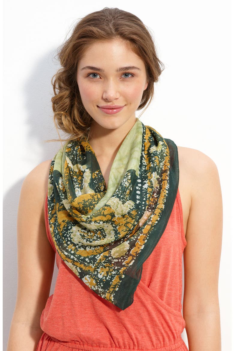 'Medallion' Square Scarf, Main, color, GREEN