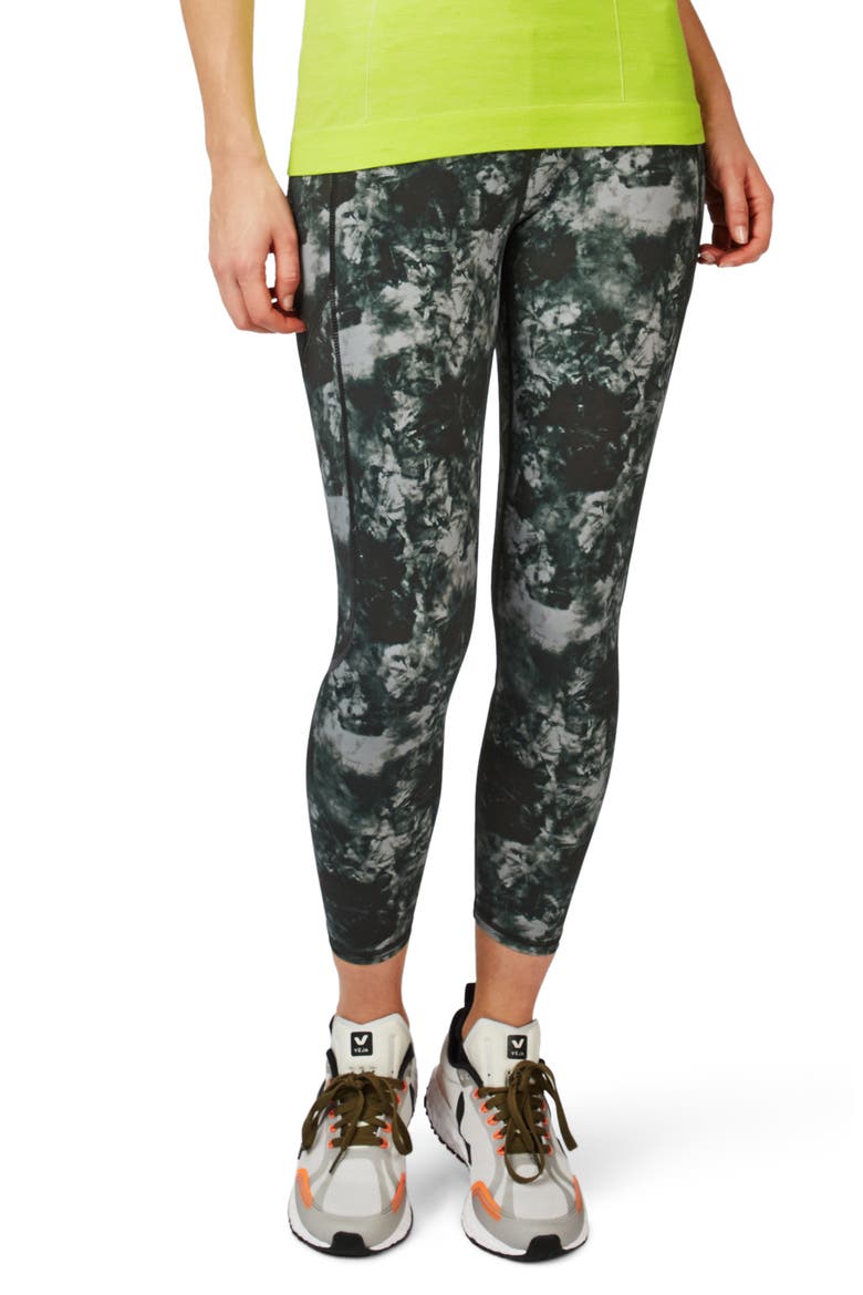 Zero Gravity Pocket 7/8 Running Leggings, Main, color, GREEN TIE DYE PRINT