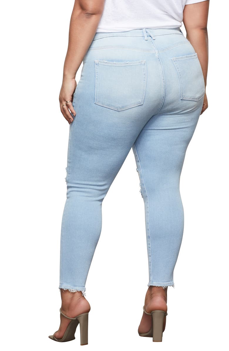 Good American Good Legs High Waist Ripped Ankle Skinny Jeans, Alternate, color, 