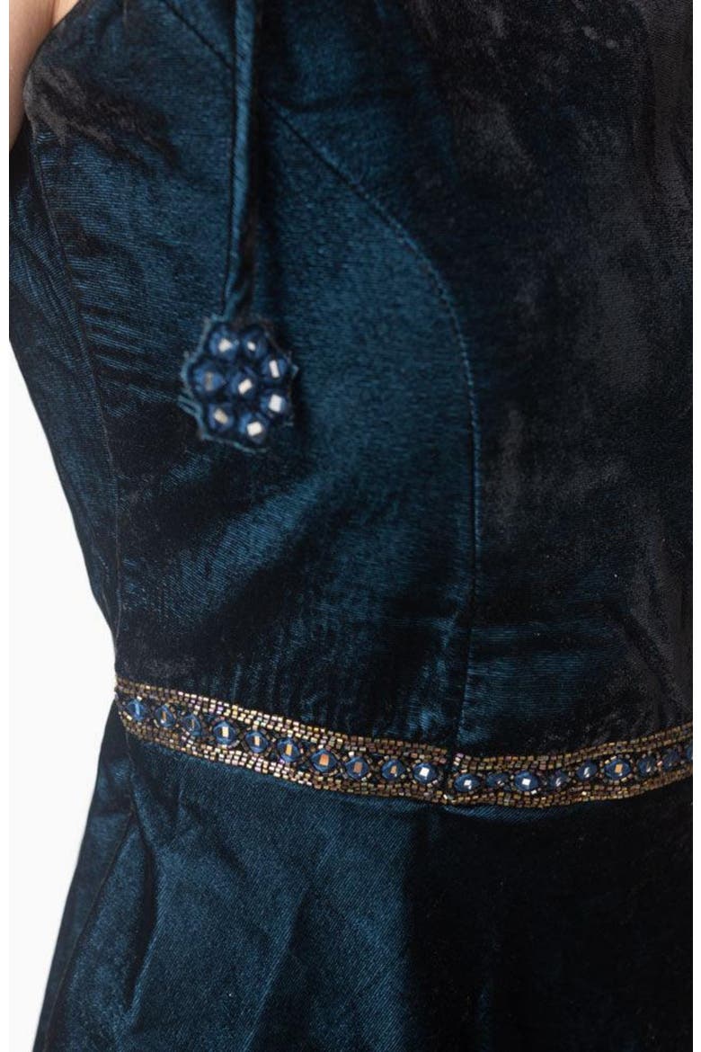 Tia Velvet Short Dress, Alternate, color, Teal Blue