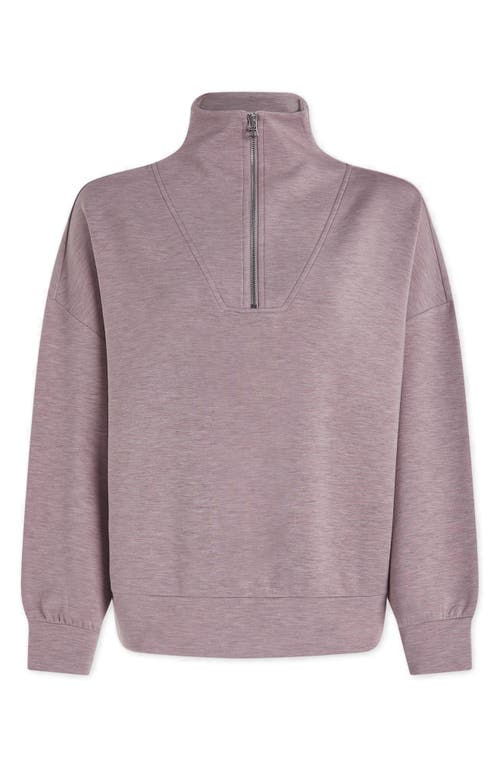 Shop Varley Hawley Half-zip Sweatshirt In Mauve Marl