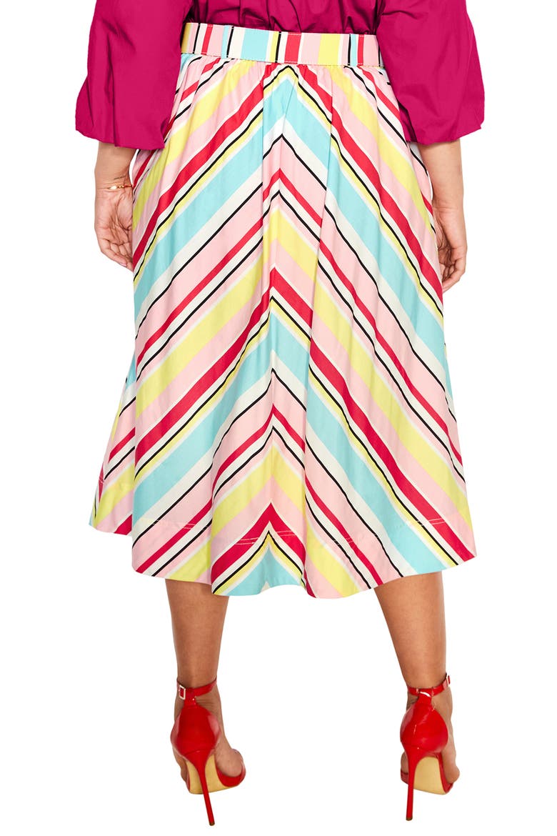 Sevyn Stripe Belted Midi Skirt, Alternate, color, BLUE STRIPE DELIGHT