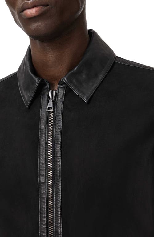 John Varvatos Jaxon Leather Trim Suede Jacket In Black