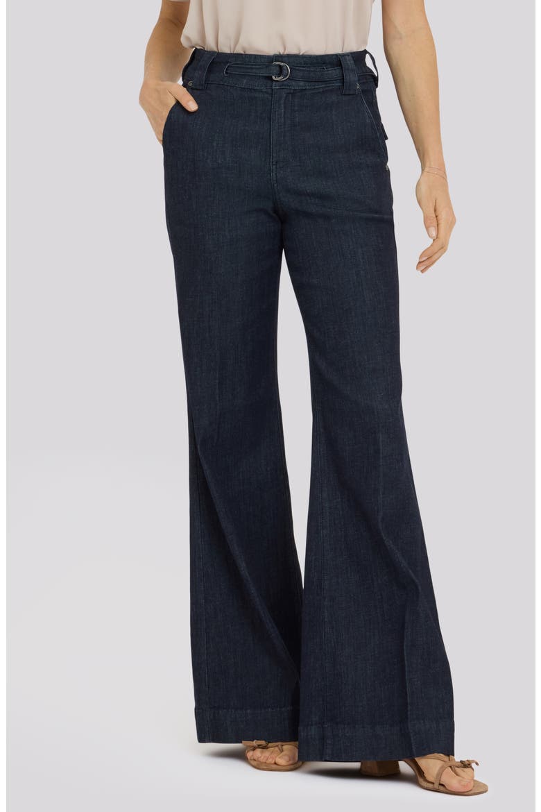 Mia Belted High Waist Palazzo Flare Jeans, Main, color, RINSE