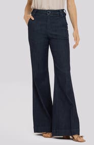 NYDJ Mia Belted High Waist Palazzo Flare Jeans