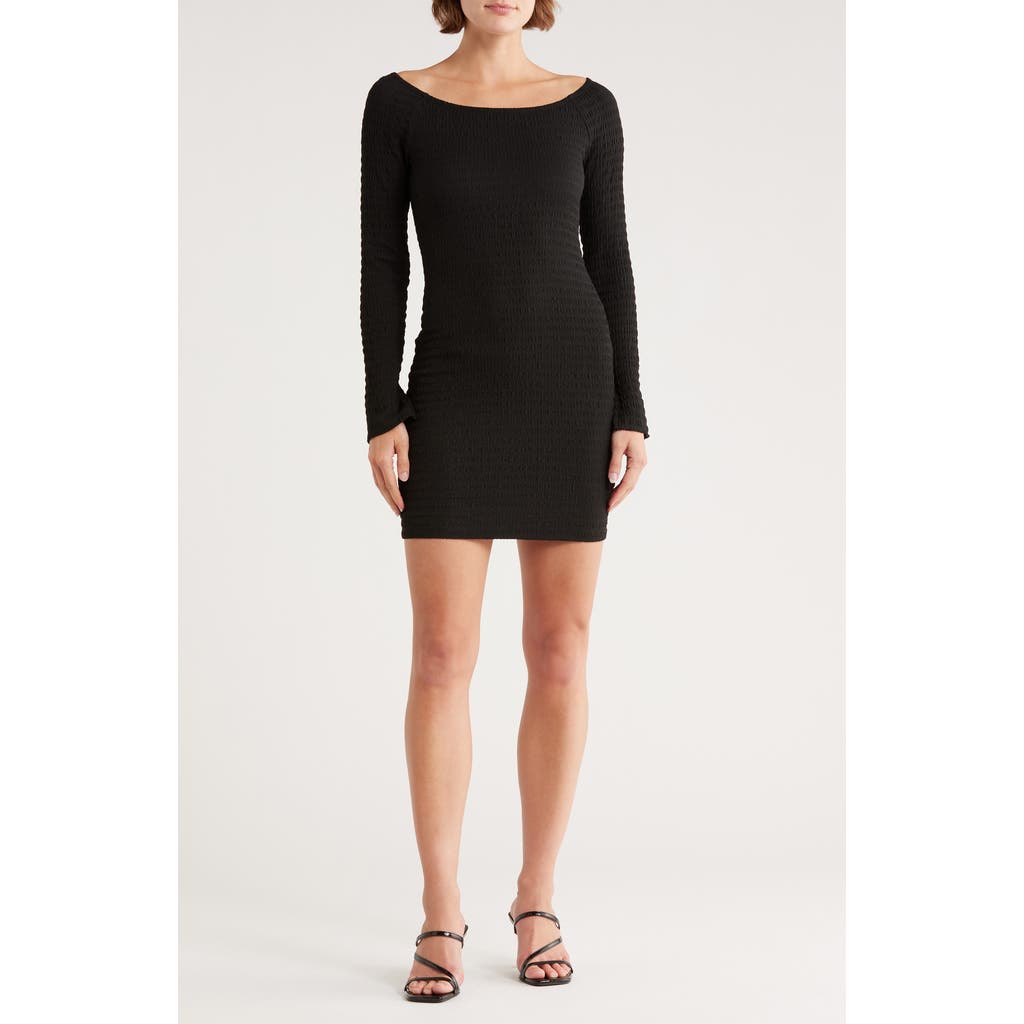 Madden Girl Raglan Long Sleeve Minidress In Black
