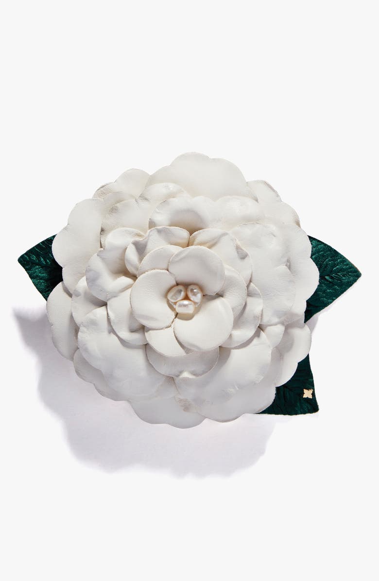 Helena Simon The Large White Gardenia Floral Brooch, Main, color, White