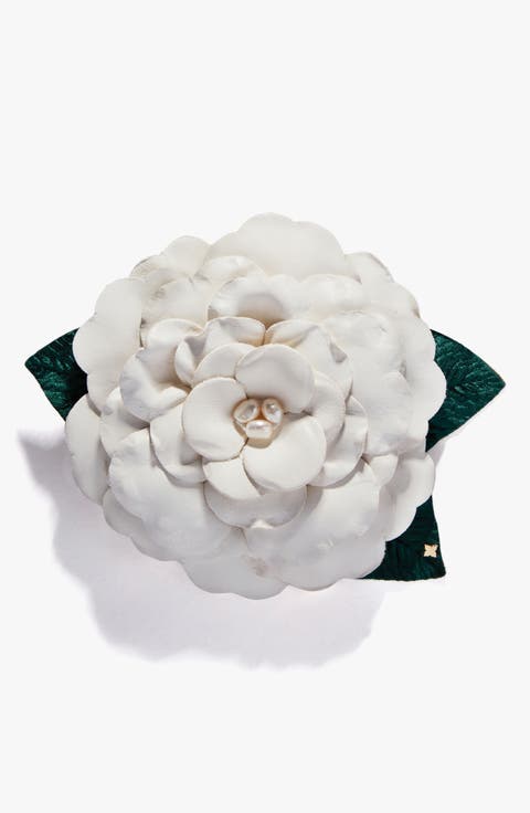 The Large White Gardenia Floral Brooch