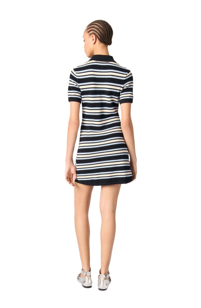 maje Striped knit polo dress, Alternate, color, 