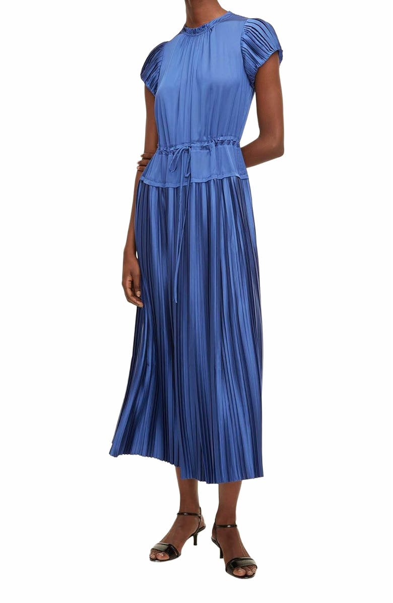 Rebecca Taylor Pleated Sleeve Dress, Main, color, Cobalt