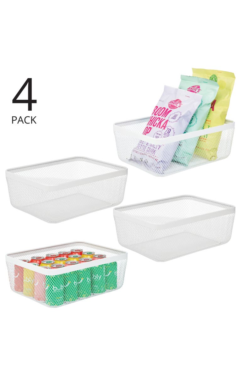 mDesign Metal Wire Food Organizer Storage Bin, 4 Pack - White, Alternate, color, White