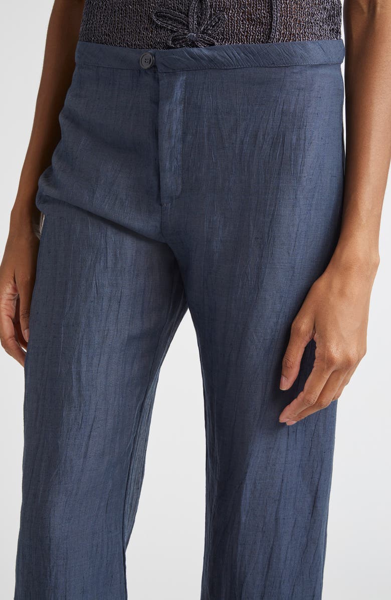 Paloma Wool Shake Crinkled Linen Blend Straight Leg Pants, Alternate, color, Navy