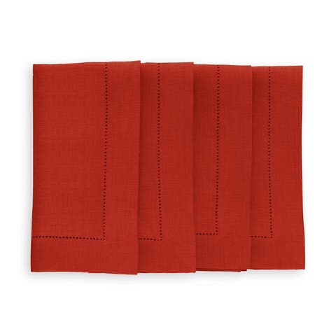 Linen Dinner Napkins Set of 4, 20 x 20" - Medium Weight Hemstitch