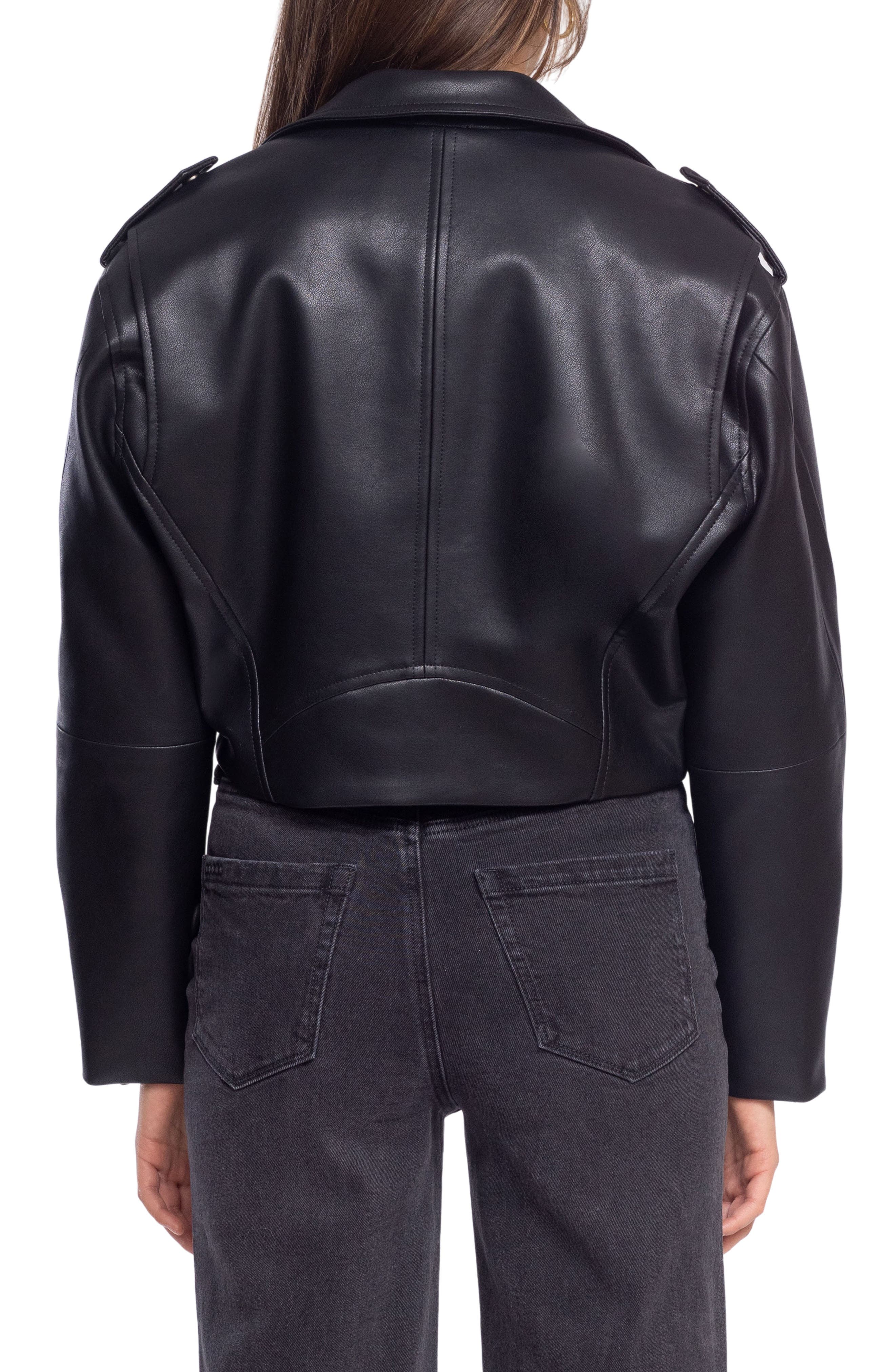 Faux Leather Crop Moto Jacket - image 2