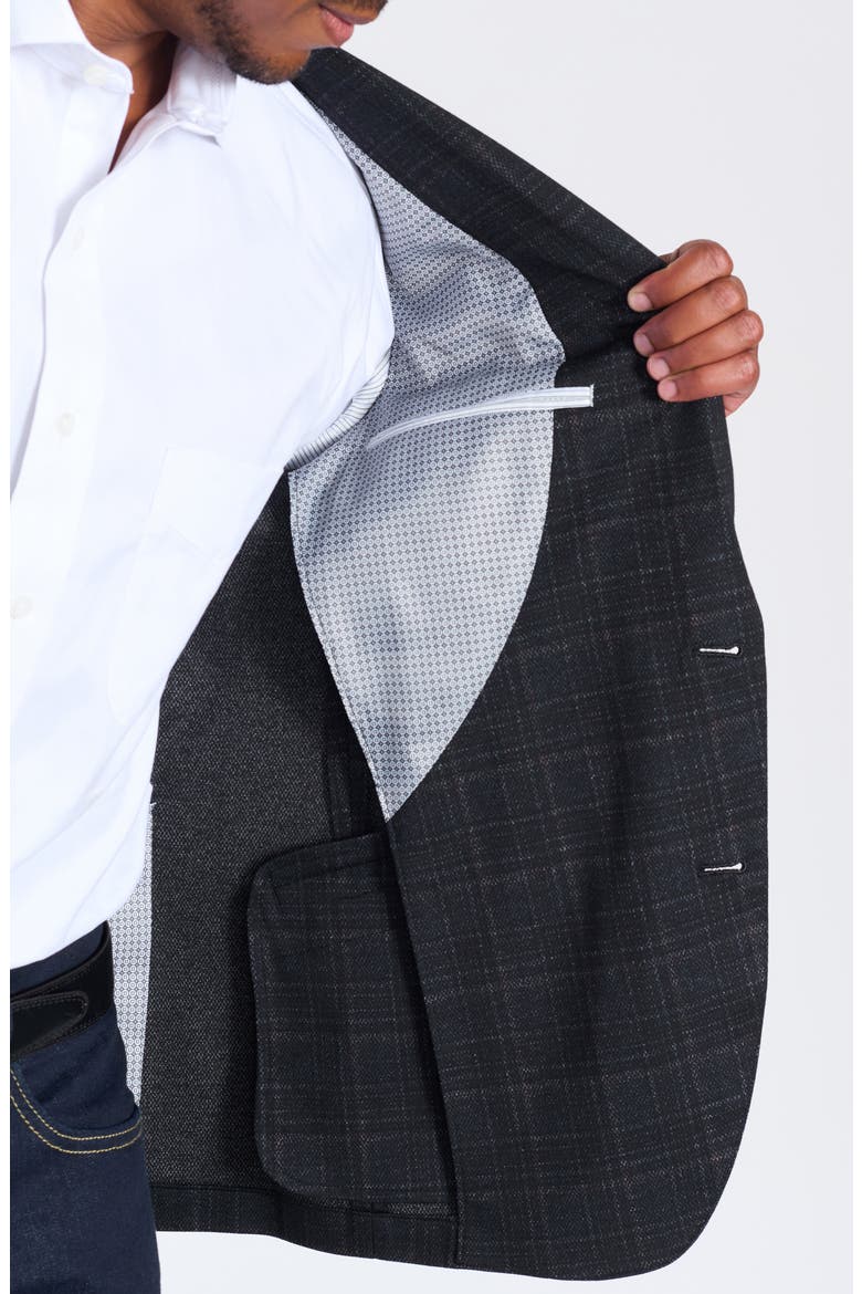 Midnight Shadow Plaid Knit Blazer, Alternate, color, NAVY