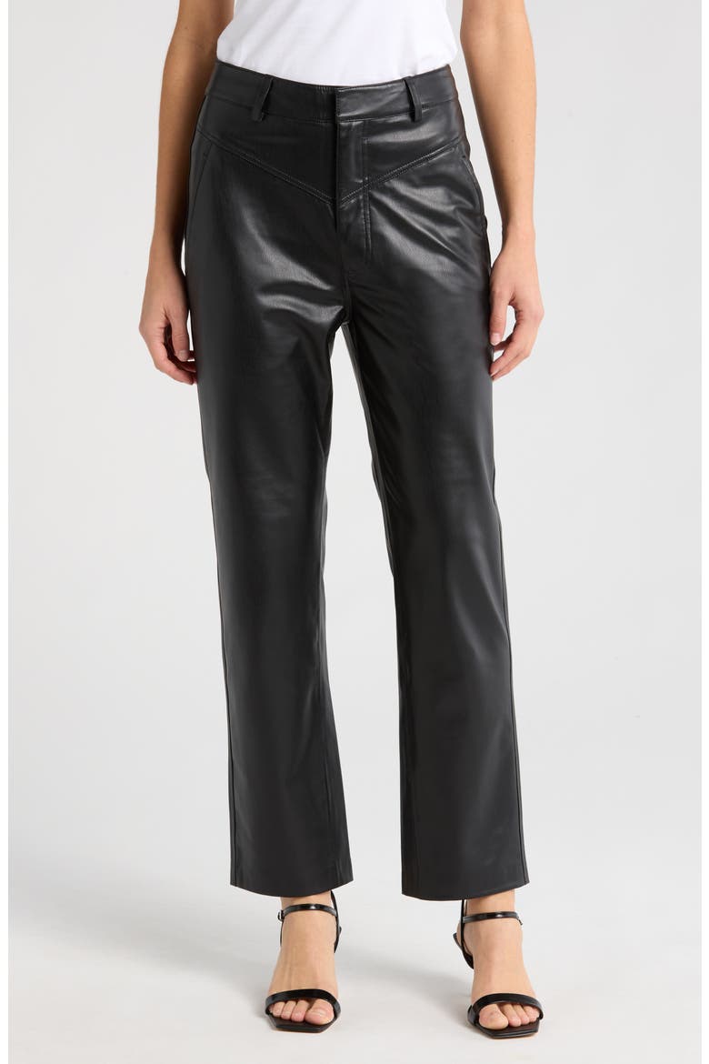 Cleo High Waist Kick Flare Faux Leather Pants, Main, color, TRUE BLACK