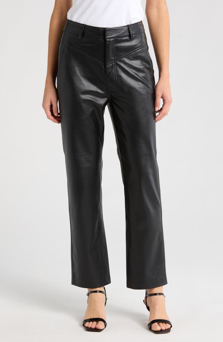 AG Cleo High Waist Kick Flare Faux Leather Pants, Main, color, True Black