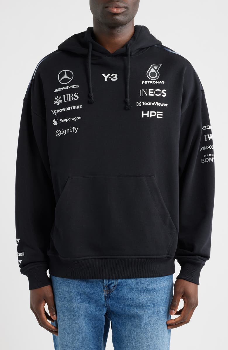 Y-3 F1 Team Cotton Hoodie, Main, color, Black