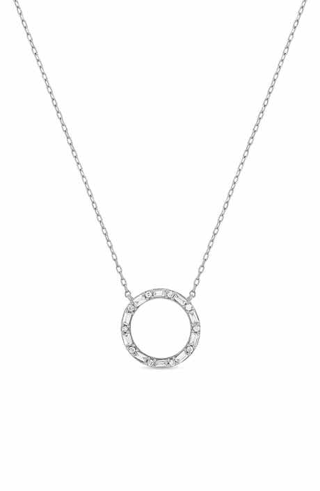 Gatsby 18K White Gold Diamond Circle Pendant Necklace