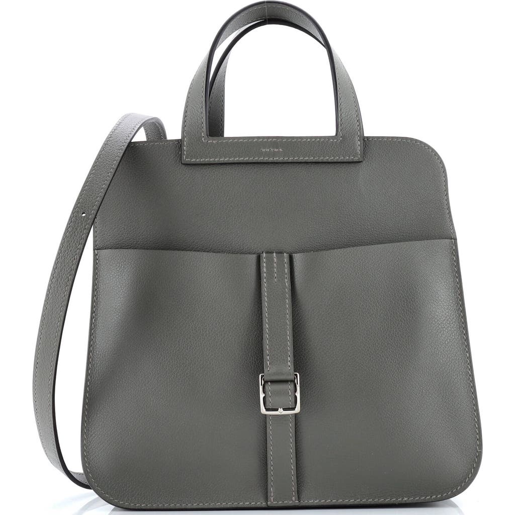Pre-owned Hermes Hermes Halzan Bag Evercolor 25 In Gray