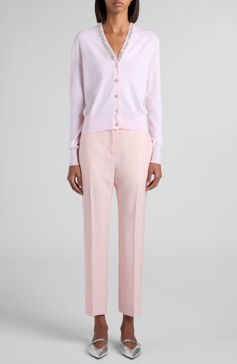 McQueen Crystal Stencil Wool Cardigan, Alternate, color, Rose/ Crystal