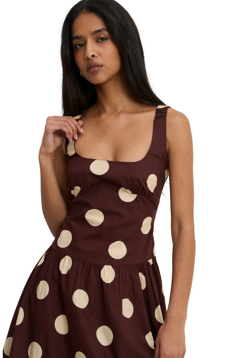 Soraya Dot Sleeveless Maxi Dress, Alternate, color, BROWN