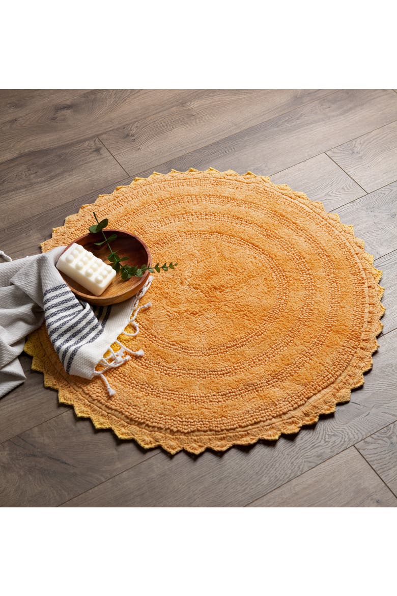 Round Crochet Bath Mat 27.5" Diameter, Alternate, color, Yellow