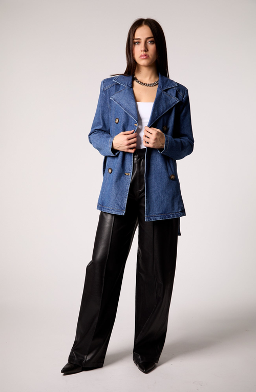 Blue Revival Gracie Trench Coat With Removable Hoodie Insert In Blue