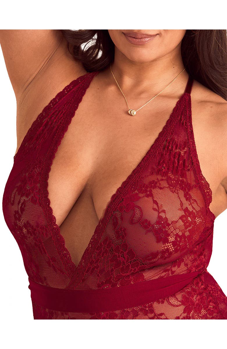 Adore Me Morgaine Bodysuit Lingerie, Alternate, color, Dark Red