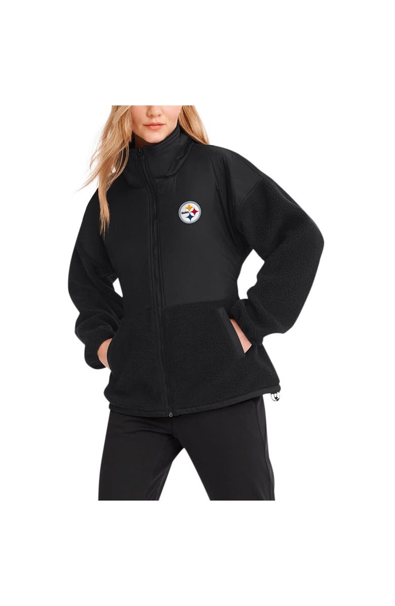 DKNY SPORT Women's DKNY Sport  Black Pittsburgh Steelers Drew Mixed Media Full-Zip Jacket, Alternate, color, 